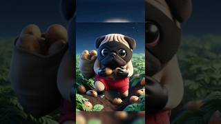 A Pug Steals Potatoes and Kitchen Chips shorts pug usa funny memes [upl. by Lleirbag24]