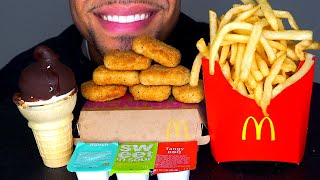 MCDONALDS CHICKEN NUGGETS ICE CREAM CONE DIPPED CHOCOLATE CRISPY FRENCH FRIES BIG BITES ASMR MUKBAN [upl. by Nibur702]