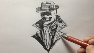 ASMR drawing Rorschach from Watchmen no talking [upl. by Enitsenrae]