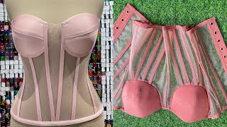 How to SEW a Dartless Transparent Cupped Corset [upl. by Aneeled]