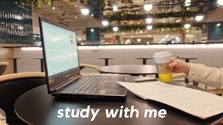 STUDY WITH ME AT A CAFE  1hour realtime study coffee shop ambiance asmr with background noise [upl. by Yonit801]