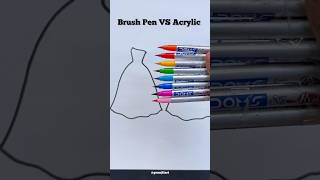 Brush Pen VS Acrylic  👗🤩 shorts satisfying art [upl. by Eninnej]