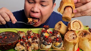 Huge Bone Marrow  Balut  Siomai Mukbang with Spicy Chili Garlic Sauce [upl. by Ahon549]