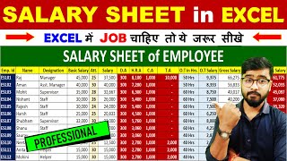 🔥 salary sheet in excel  DA  HRA TA PF ESI GROSS SALARY  MS Excel [upl. by Kenyon238]