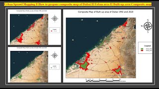 Urban Sprawl Mapping ll How to prepare composite map of Dubai II Builtup area Composite map [upl. by Rissa378]