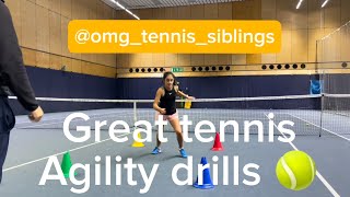 🎾🔥great tennis agility drills balance sprint change direction coordination run practice [upl. by Ilhsa]