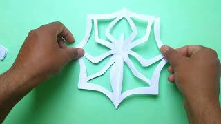 Paper cut spider shape  How to make spider shap with paper cutting  spider shap cutting [upl. by Silera86]