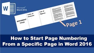 How to Start Page Numbering From a Specific Page in Word 2016 [upl. by Breeze]