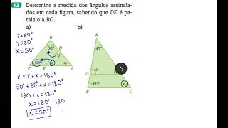 12 Determine a medida dos ângulos assinalados em cada figura sabendo que DE é paralelo a BC [upl. by Alah]