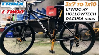 MTB BUDGET UPGRADE 3x7 to 1x10 CONVERSION  TRINX M100  LTWOO A7  HOLLOWTECH  RAGUSA HUBS [upl. by Selassie]