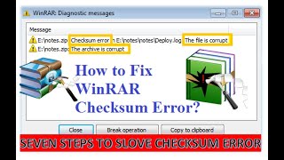 How to solve Checksum error in winrar 7steps to solve checksum error solved checksum error [upl. by Eilac]