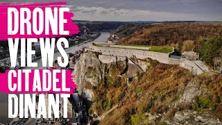 Visiting Famous Citadel of Dinant Belgium  Drone view of Fortress [upl. by Coralie]