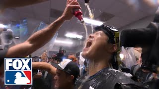 Dodgers champagne celebration following heartfelt speech from manager Dave Roberts  MLB on FOX [upl. by Fritz]