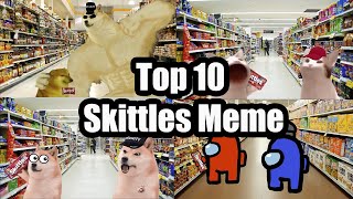 Skittles Meme Pop Cat Among Us Doge Top 10 PewPow Meme [upl. by Ahsinwad]