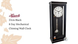 57cm Black 8 Day Mechanical Chiming Wall Clock By HERMLE [upl. by Ycal]