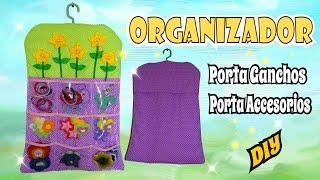 Organizador de Coletas  Porta ganchos y accesorios con Flores de Tela [upl. by Shanks60]