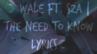 Wale ft SZA  The Need To Know Lyrics [upl. by Notled]