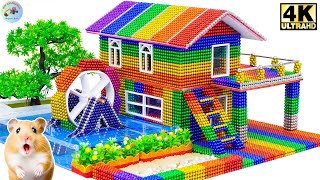 🔴TOP 1 DIY  How to make a 2storey house with a water wheel and a fish tank using magnetic balls16 [upl. by Joleen444]