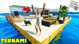 Franklin Finally Survived The Biggest Wave Of Tsunami in GTA 5  SHINCHAN and CHOP [upl. by Ninazan]