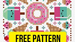 🍩 Summer Treats  Free Cross Stitch Pattern Easy and Small for Beginners [upl. by Ray]