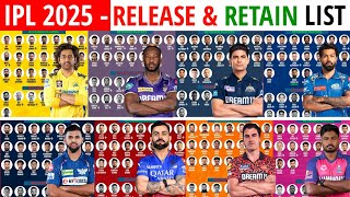 IPL 2025  All Teams Retain amp Release Players  IPL 2025 Retention amp Released  IPL 2025 Auction [upl. by Maynard]