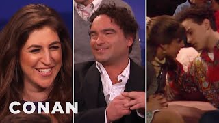 Mayim Bialik amp Johnny Galecki Remember Their Teenage Kiss  CONAN on TBS [upl. by Carmena]