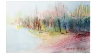 Watercolor landscape painting [upl. by Anaiviv]