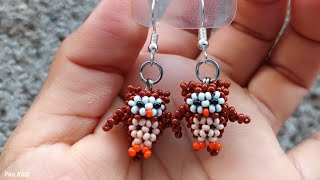 Tutorial aretes fácil con mostacillas búho 🦉 [upl. by Langelo]