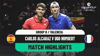 Carlos Alcaraz v Ugo Humbert  Spain v France Davis Cup 2024 Finals Group Stage [upl. by Rednal]