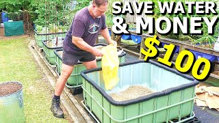 LOW Cost DIY Self Watering Raised Garden Wicking Bed From an IBC [upl. by Yrrag]