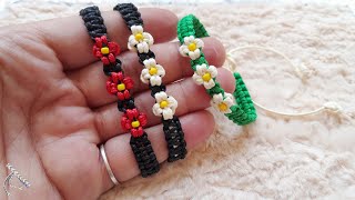 I made 50 in one day and sold them all 👆 👆Easy flower bracelet tutorial 🌸🌸🌼🌼 [upl. by Yrag251]