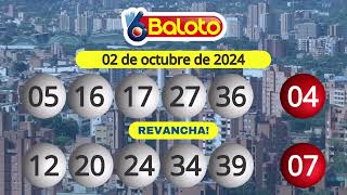 Resultado Baloto y Baloto Revancha del 02 de octubre de 2024 [upl. by Declan334]