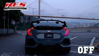 Honda Civic FK8 Type R upgrade with RES Exhaust mid pipe  valve muffler exhaust system sound check [upl. by Chamkis]