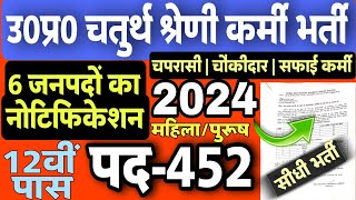 यूपी चतुर्थ श्रेणी संविदा कर्मी भर्ती 2024  UP चपरासी चौकीदार सफाई कर्मी भर्ती  UP Peon Vacancy [upl. by Syd325]