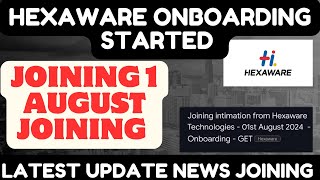 Hexaware onboarding updateHexaware August joining batch 2023 2024 [upl. by Christmas890]