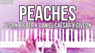 Peaches Karaoke Justin Bieber Slowed Acoustic Piano Instrumental [upl. by Keithley]