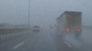 Driving in Heavy Rain Sleep in the Backseat Soothing Thunderstorm Road Noise Rainy Highway Drive [upl. by Theodoric]