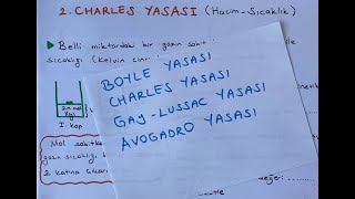 11 SINIF KİMYA  GAZ YASALARI  2  CHARLES GAY LUSSAC AVOGADRO YASALARI  2021 [upl. by Emelyne]