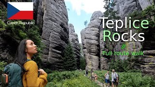 Teplice Rocks Czech Republic Full route walk 4k [upl. by Elinnet61]