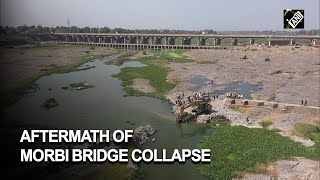 Aftermath of Morbi bridge collapse aerial footage of disaster zone [upl. by Yumuk]