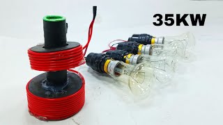 How to make 220v free energy electric generator 35KW with lightbulb using copper wire and magnet [upl. by Navnod]