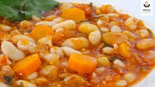 Fasolada  white kidney bean soup Greek traditional recipe  Fresh Piato [upl. by Leirud]