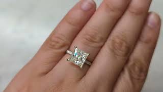 Unique Engagement Ring Princess Cut Moissanite Ring Square Engagement Ring Princess Square Ring [upl. by Nahgeem]