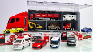 12 Types Tomica Cars ☆ Tomica opening and put in big convoy [upl. by Eselehs]