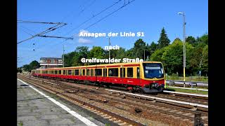 SBahn Berlin Ansagen S1 Berlin Wannsee  Oranienburg [upl. by Dnalevelc]