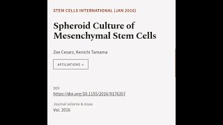 Spheroid Culture of Mesenchymal Stem Cells  RTCLTV [upl. by Ahsilram]