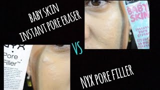 Maybelline BabySkin Pore Eraser VS NYX Pore Filler Primer l reviewampdemo [upl. by Pembrook384]