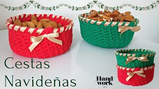 Cómo hacer cestas a crochet para navidad tejidas paso a paso [upl. by Vadnee264]