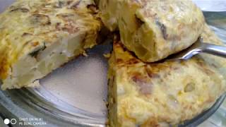 TORTILLA DE PATATAS con CEBOLLA y PIMIENTO VERDE [upl. by Niriam360]