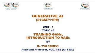 UNIT  1TRAINING GANs INTRODUCTION TO VAEs [upl. by Olney]